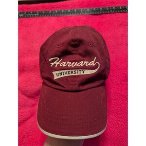 Harvard University Crimson Maroon Script Logo Embroidered Dad Hat Baseball...